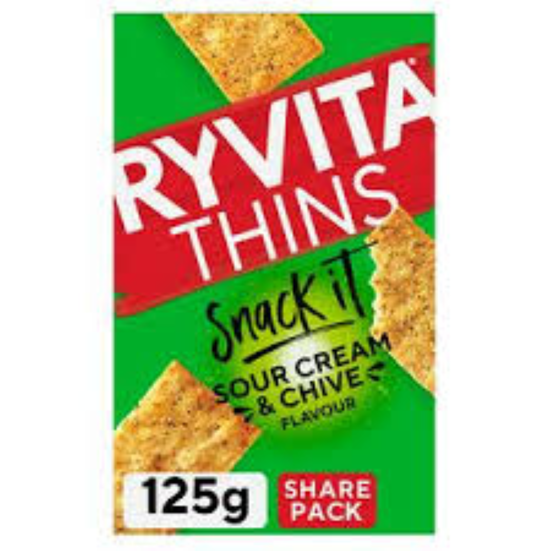RYVITA THINS SOUR CREAM N CHIVE 125G